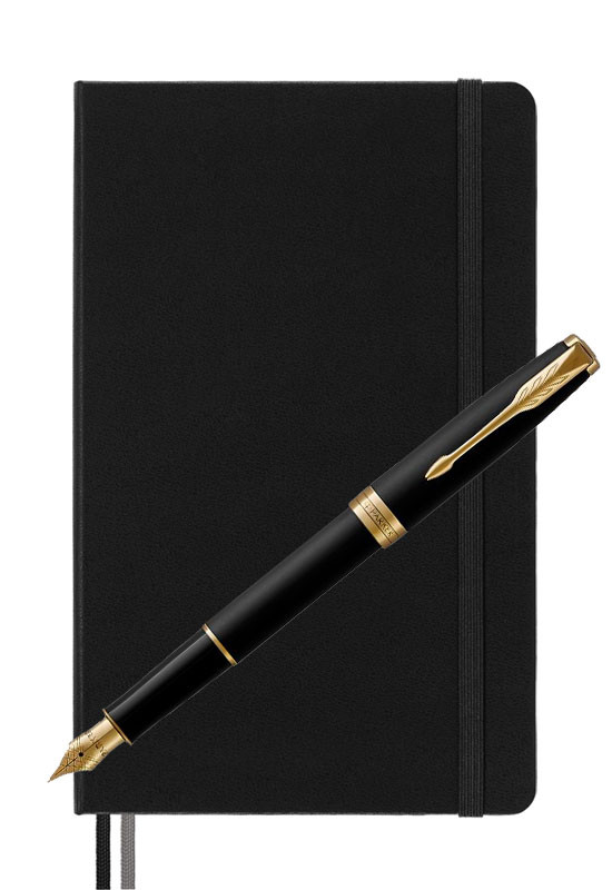 Перьевая Ручка Parker Sonnet Matte Black Gt Moleskine