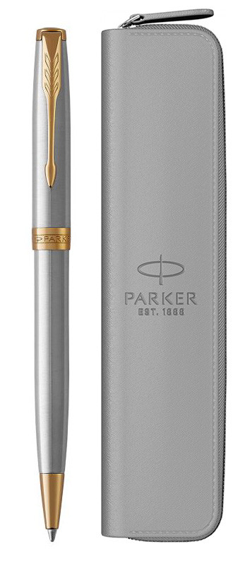 Набор Parker Sonnet Stainless Steel GT (шариковая ручка + чехол)