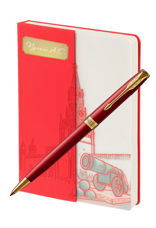 Подарочный набор Parker SONNET LAQUE RED GT с блокнотом