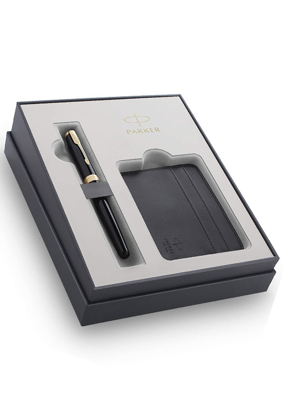 Набор Parker Sonnet Black GT GIFT 20 с футляром для кредитных карт